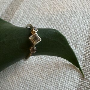 Delicate Silver and Yellow Citrine Women's Ring size 8